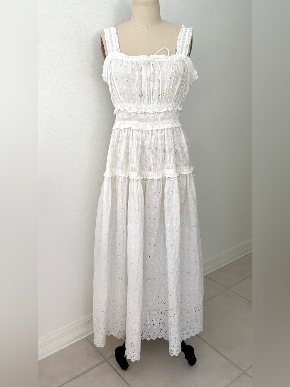 Gap × DÔEN White Eyelet Midi Dress NWT Limited-Edition Vintage-Inspired L - Picture 2 of 11